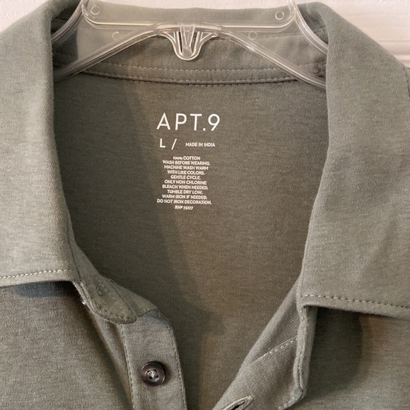 Apt9 Mans Shirt 100% cotton size L very nice green color - Picture 2 of 7